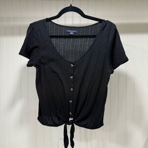 American Eagle Outfitters Black Pointelle Top